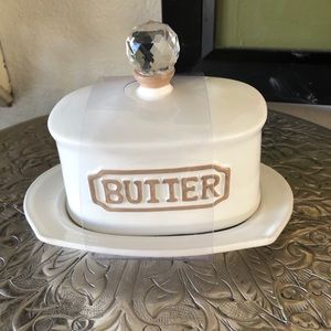 French Farmhouse Country New White Butter Dish NIP